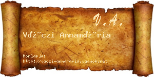 Váczi Annamária névjegykártya